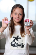 10-year-old inventor Megan Ward creates hit anti-smoking keyring and UV indicator wristband and t-shirt, Whyteleafe, Surrey, Britain - 15 Jan 2010