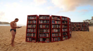 Celebrating the 30th birthday of the IKEA BILLY bookcase on Bondi Beach, Sydney, Australia
