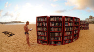 Celebrating the 30th birthday of the IKEA BILLY bookcase on Bondi Beach, Sydney, Australia