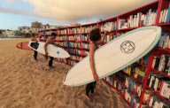 Celebrating the 30th birthday of the IKEA BILLY bookcase on Bondi Beach, Sydney, Australia
