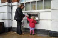 Britain's lowest ATM cashpoint, Whitchurch, Hampshire, Britain - 31 Jan 2010