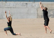 Heidi Montag and Spencer Pratt do Yoga on the Beach in Malibu, America - 08 Mar 2009