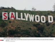CA: HOLLYWOOD SIGN COVERED WITH "SAVE THE PEAK"
