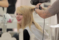 Struggling actress MISCHA BARTON making weird faces while getting her hair done at Byron & Tracey salon