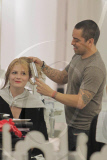 Struggling actress MISCHA BARTON making weird faces while getting her hair done at Byron & Tracey salon