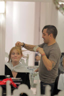 Struggling actress MISCHA BARTON making weird faces while getting her hair done at Byron & Tracey salon
