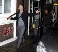 Jude Law, Sienna Miller and Jude's parents leaving the Apollo theatre after seeing the stage play 'Jerusalem', London, Britain  - 23 Feb 2010