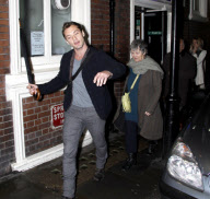 Jude Law, Sienna Miller and Jude's parents leaving the Apollo theatre after seeing the stage play 'Jerusalem', London, Britain  - 23 Feb 2010
