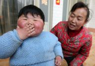 Obese two-year-old weighs as much as adult woman, Taocun town, Shanxi province, China - 02 Mar 2010