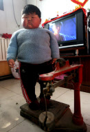 Obese two-year-old weighs as much as adult woman, Taocun town, Shanxi province, China - 02 Mar 2010