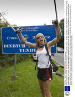 Rosie Swale-Pope finishes her run around the world, Tenby, Wales, Britain  - 25 Aug 2008