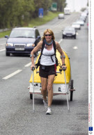 Rosie Swale-Pope finishes her run around the world, Tenby, Wales, Britain  - 25 Aug 2008