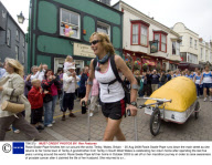 Rosie Swale-Pope finishes her run around the world, Tenby, Wales, Britain  - 25 Aug 2008