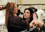 EXCLUSIVE Jessica Simpson gets hair extensions while Ashlee looks on