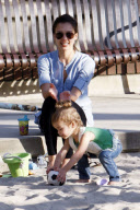 Actress JESSICA ALBA takes her St.Patrick's Day cutie HONOR to Coldwater Canyon Park