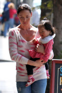 Sad looking KATHERINE HEIGL held daughter NALEIGH tight as she left lunch in Los Feliz