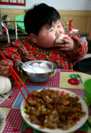 Obese two-year-old weighs as much as adult woman, Taocun town, Shanxi province, China - 06 Apr 2010