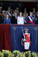 PRINCESS LETIZIA OF SPAIN dons an elegant white business suit and attends the Royal Guards Flag Ceremony