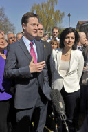 Liberal Democrat Leader Nick Clegg and wife Miriam Gonzalez Durantez visit the Maternity Unit at Kingston Hospital, London, Britain - 17 Apr 2010