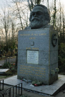 Bust of Karl Marx at his grave in Highgate Cemetery, London - 03 Jan 2010