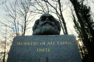 Bust of Karl Marx at his grave in Highgate Cemetery, London - 03 Jan 2010