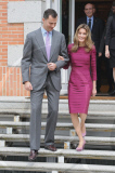 PRINCESS LETIZIA looked pretty in berry colors as she attended official audiences at the Zarzuela Palace