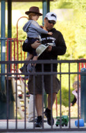 Actor RUSSELL CROWE takes his cowboy son TENNYSON to the Coldwater Canyon Park