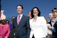 Liberal Democrat Leader Nick Clegg and wife Miriam Gonzalez Durantez visit the Maternity Unit at Kingston Hospital, London, Britain - 17 Apr 2010