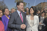 Liberal Democrat Leader Nick Clegg and wife Miriam Gonzalez Durantez visit the Maternity Unit at Kingston Hospital, London, Britain - 17 Apr 2010