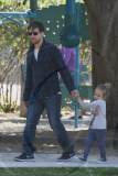 Tobey Maguire and family play at the park