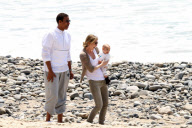 Chris, Ellen, and little Luna Stella soak up the sun asthey walk on the beach in sunny Malibu!!! The family trio, Chris, Ellen, and smiling Stella enjoyed a scenic California coast stroll together with their dogs. 