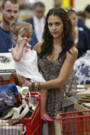 JESSICA ALBA and her always fashionable daughter HONOR MARIE stocking up on groceries