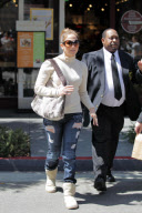 Superstar JENNIFER LOPEZ with python and croc mix Maia N bag shopping at The Grove