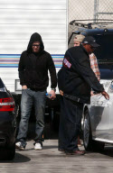 EXCL.: 'Sexy Back' singer JUSTIN TIMBERLAKE jumps into his Audi sports car and leaves the 'Bad Teacher' set