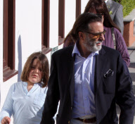 Andy Garcia, sporting a very white beard, with his family for Mother's Day