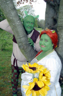 Couple dress as ogres Shrek and Fiona for fairytale wedding, Bridgend, south Wales - 09 May 2010