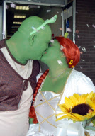 Couple dress as ogres Shrek and Fiona for fairytale wedding, Bridgend, south Wales - 09 May 2010