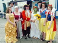 Couple dress as ogres Shrek and Fiona for fairytale wedding, Bridgend, south Wales - 09 May 2010