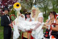 Couple dress as ogres Shrek and Fiona for fairytale wedding, Bridgend, south Wales - 09 May 2010