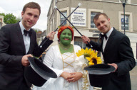 Couple dress as ogres Shrek and Fiona for fairytale wedding, Bridgend, south Wales - 09 May 2010