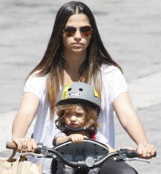 Camilla takes the moped out to pick up some groceries