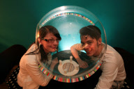 'Social Spheres', plastic speech bubbles that allow you to hold a private conversation in noisy pubs and clubs, Edinburgh, Scotland - 12 May 2010