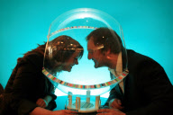 'Social Spheres', plastic speech bubbles that allow you to hold a private conversation in noisy pubs and clubs, Edinburgh, Scotland - 12 May 2010