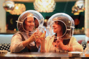 'Social Spheres', plastic speech bubbles that allow you to hold a private conversation in noisy pubs and clubs, Edinburgh, Scotland - 12 May 2010