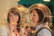 'Social Spheres', plastic speech bubbles that allow you to hold a private conversation in noisy pubs and clubs, Edinburgh, Scotland - 12 May 2010