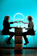 'Social Spheres', plastic speech bubbles that allow you to hold a private conversation in noisy pubs and clubs, Edinburgh, Scotland - 12 May 2010