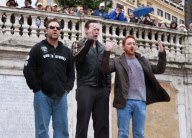 Russell Crowe singing on the Spanish Steps in Rome, Italy - 15 May 2010