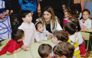 Los Principes de Asturias visitan el colegio Infanta Leonor.