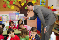 Los Principes de Asturias visitan el colegio Infanta Leonor.