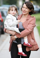Milla Jovovich and husband Paul W.S. Anderson take daugther Ever Gabo to the Cold Water Park in Beverly Hills, Los Angeles, America - 12 Jan 2010